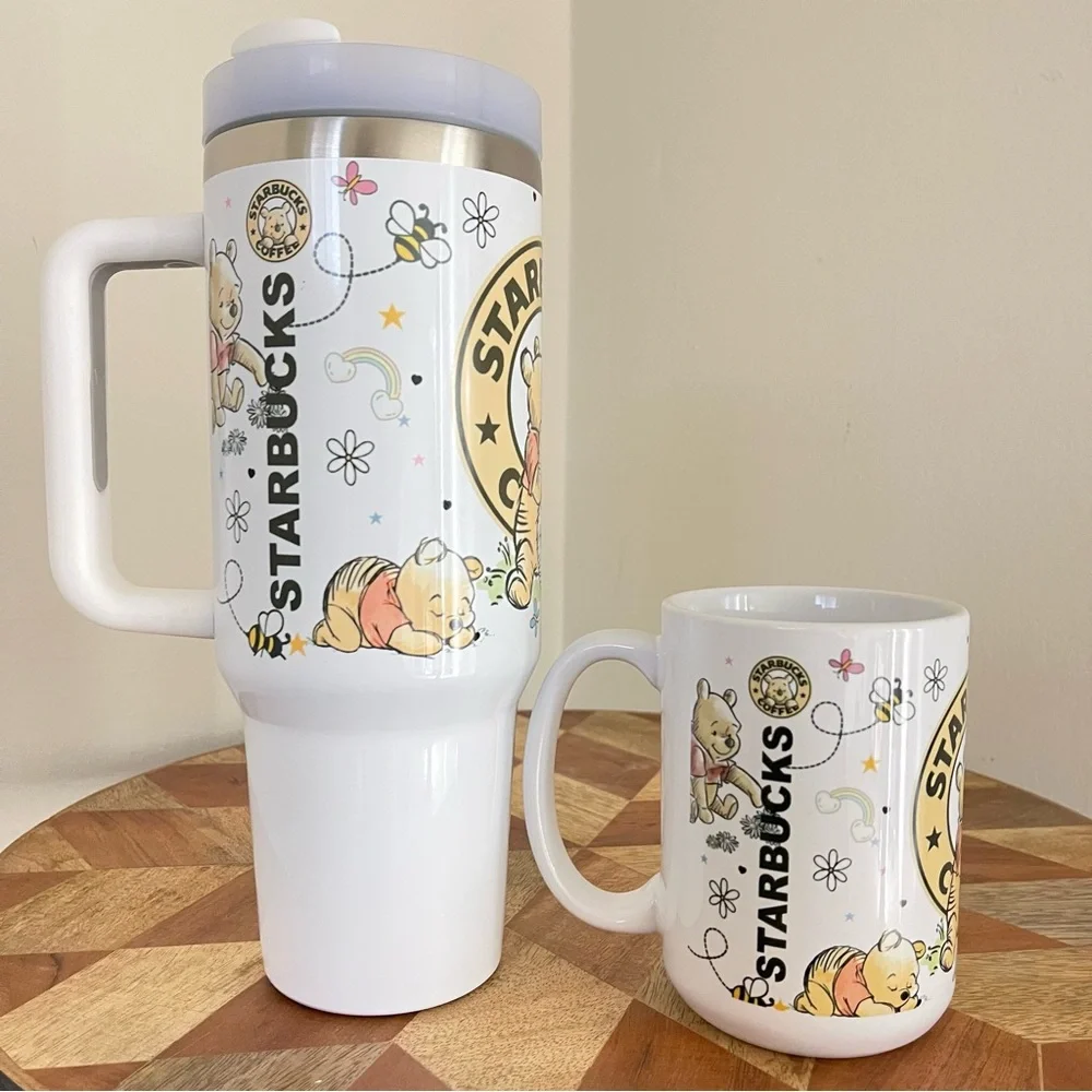 NEW 2 pcs Fashion cup Disney Winnie the Pooh 40 oz Tumbler and 15 oz mug. - Picture 4 of 5